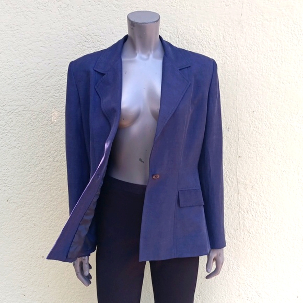 HALSTON LIFESTYLE LADIES VINTAGE SILK-LINEN BLEND (1) BUTTON LUXURY BLAZER